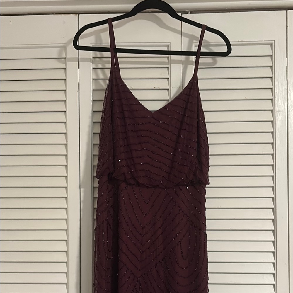 Adrianna Papell Burgundy, Beaded Maxi Dress